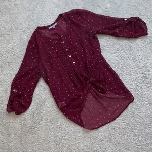 Daniel Rainn Sheer Polka Dot Blouse Sz S
